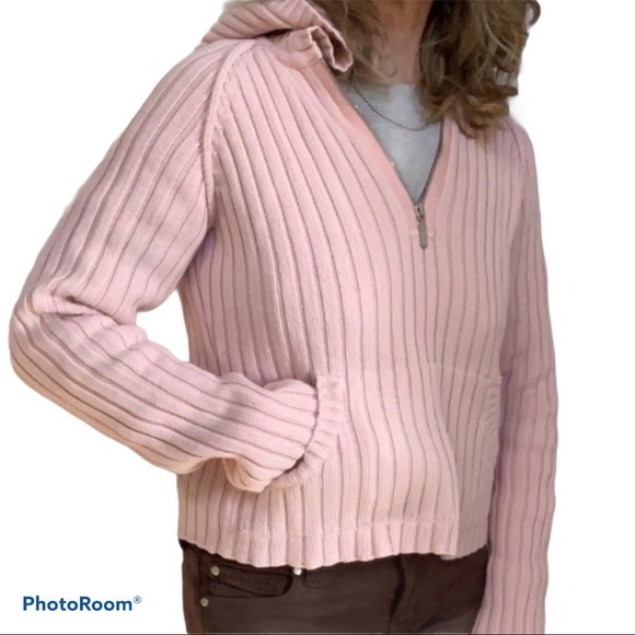 DKNY JEANS 1/4 Zip Sweater Hoodie Size Large - Picture 1 of 7